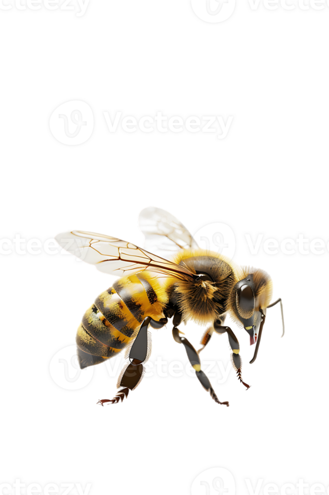 Honey bee flying, isolated on a transparent background png