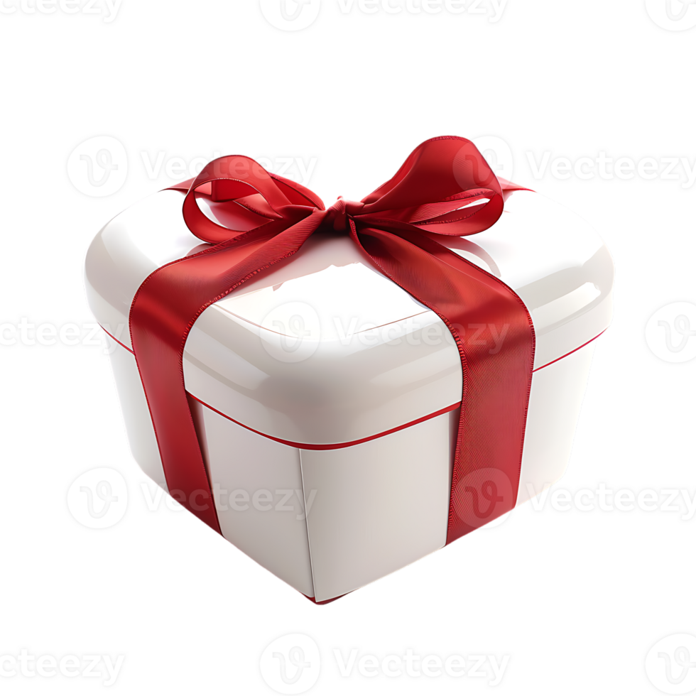 Heart gift box with ribbon, isolated against a transparent background png