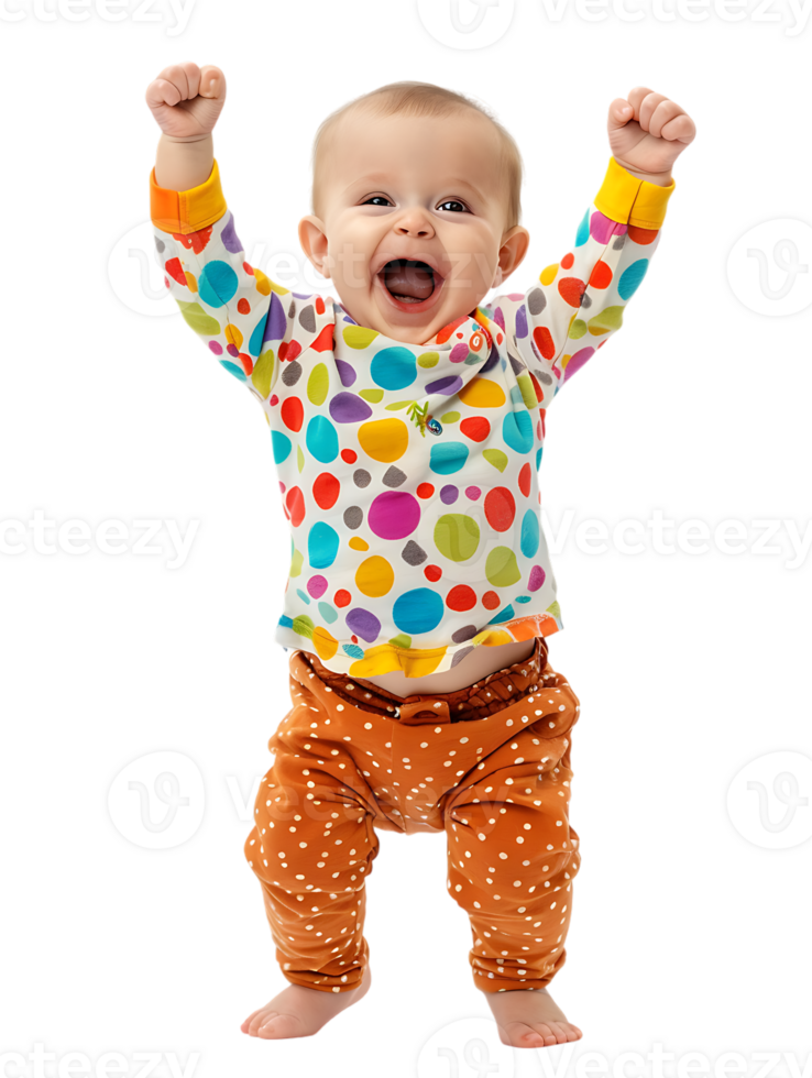 Happy excited baby, isolated against a transparent background png