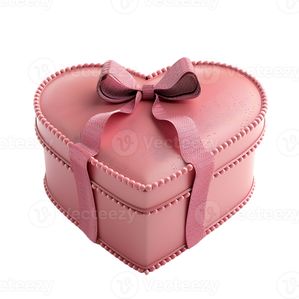 Heart gift box with ribbon, isolated against a transparent background png