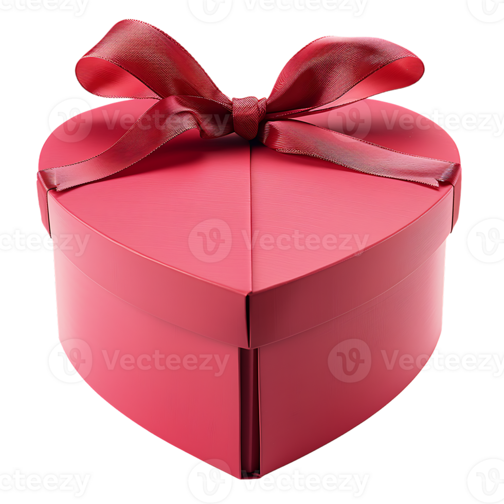 Heart gift box with ribbon, isolated against a transparent background png