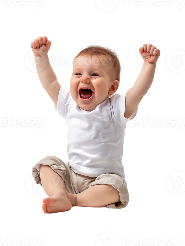 Happy excited baby, isolated against a transparent background png