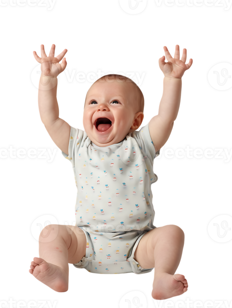 Happy excited baby, isolated against a transparent background png