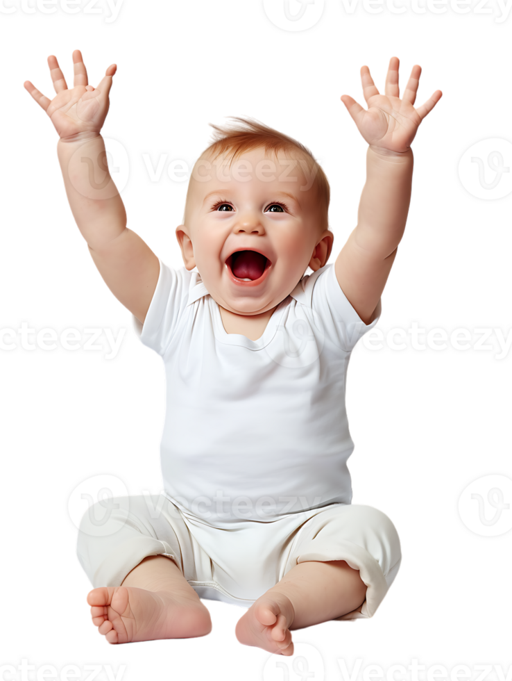 Happy excited baby, isolated against a transparent background png