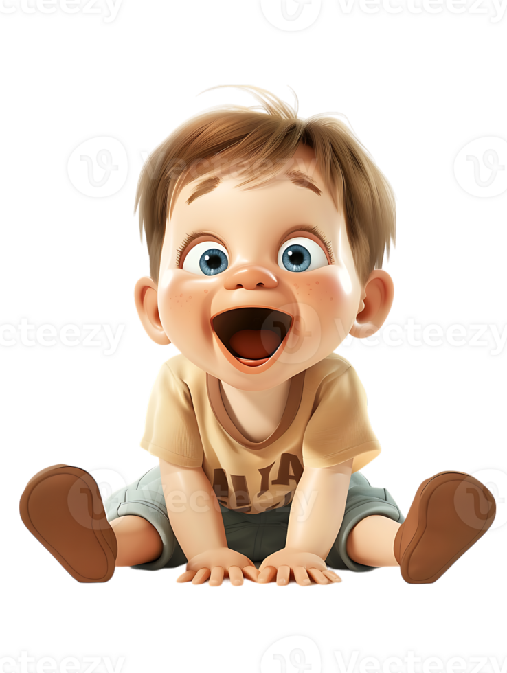 Happy excited baby, isolated against a transparent background png
