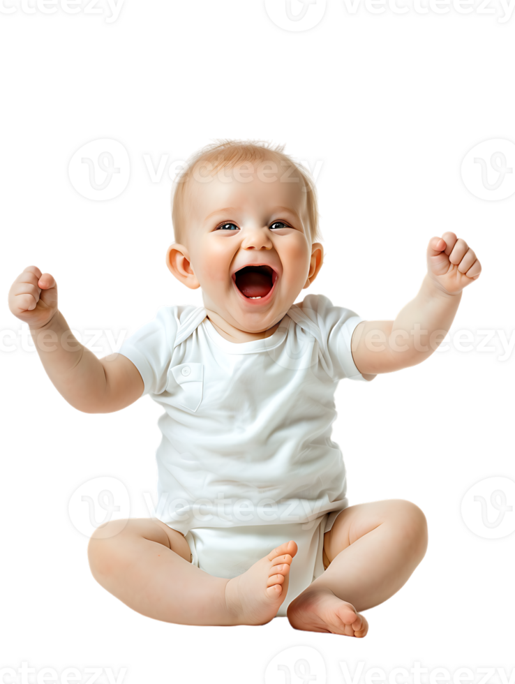 Happy excited baby, isolated against a transparent background png