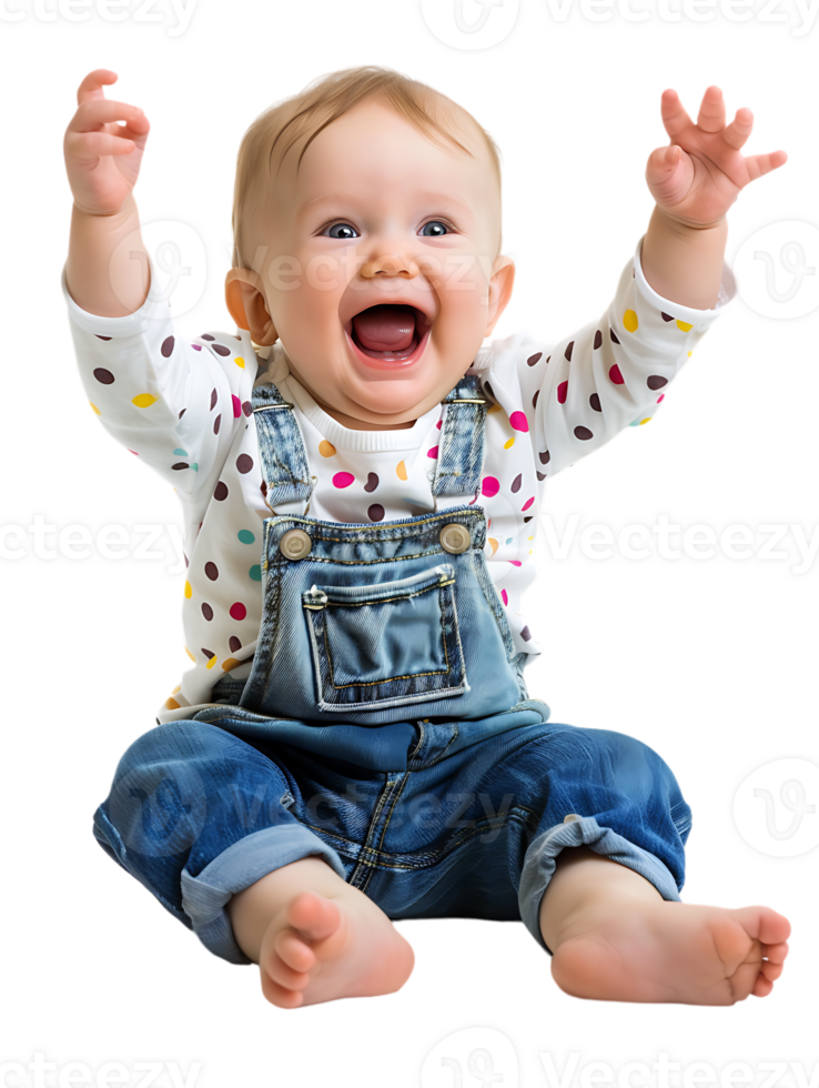 Happy excited baby, isolated against a transparent background png