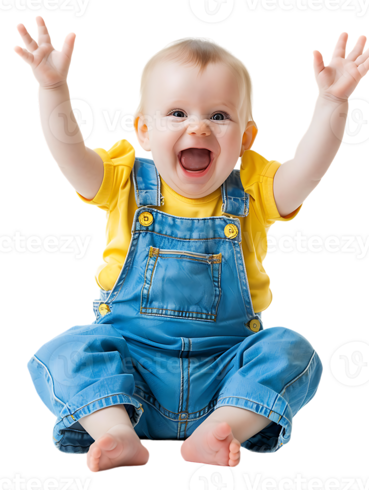 Happy excited baby, isolated against a transparent background png