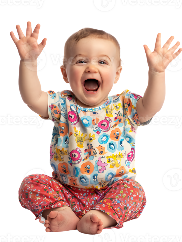 Happy excited baby, isolated against a transparent background png