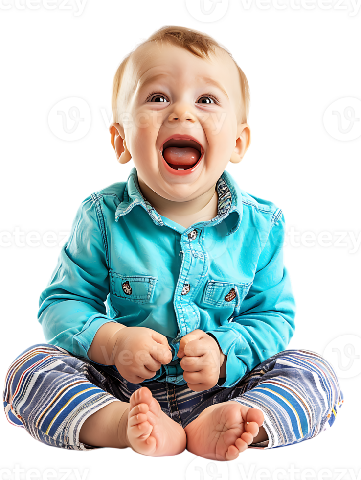 Happy excited baby, isolated against a transparent background png