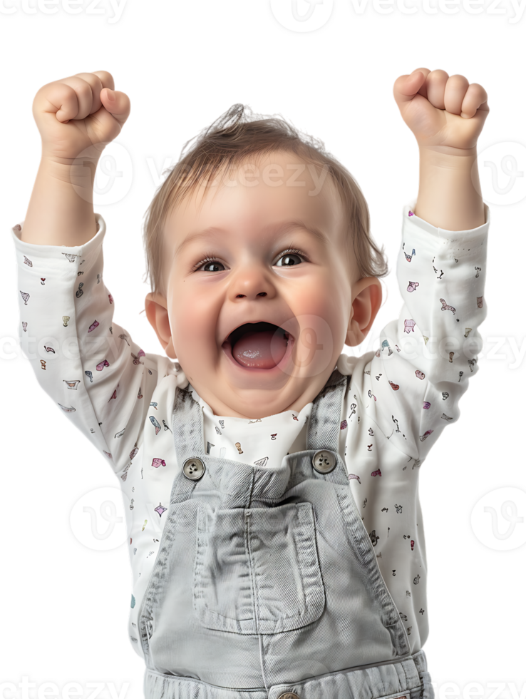Happy excited baby, isolated against a transparent background png