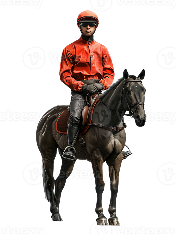 jockey with horse standing alone with a transparent background png