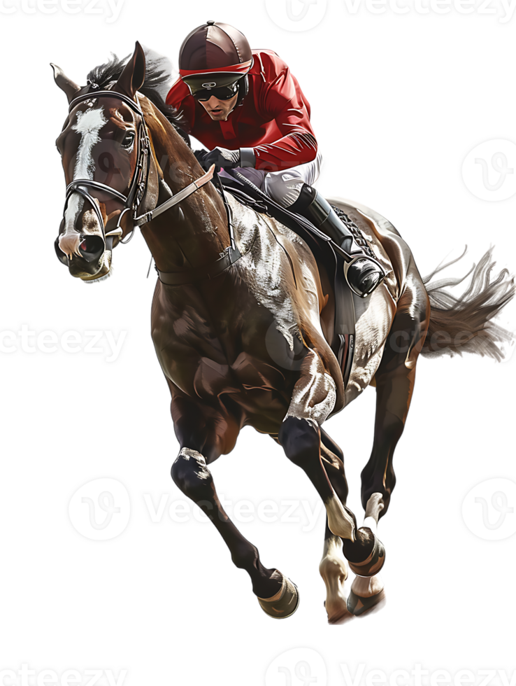 jockey with horse standing alone with a transparent background png