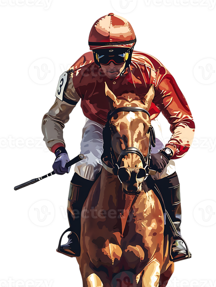 jockey with horse standing alone with a transparent background png