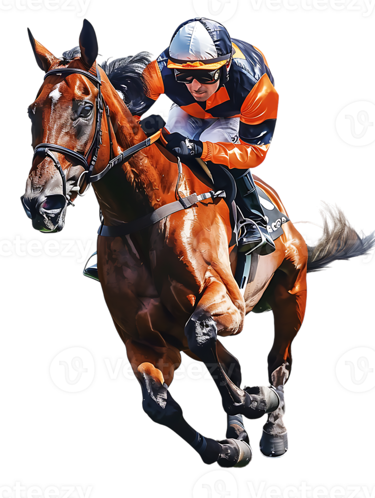 jockey with horse standing alone with a transparent background png