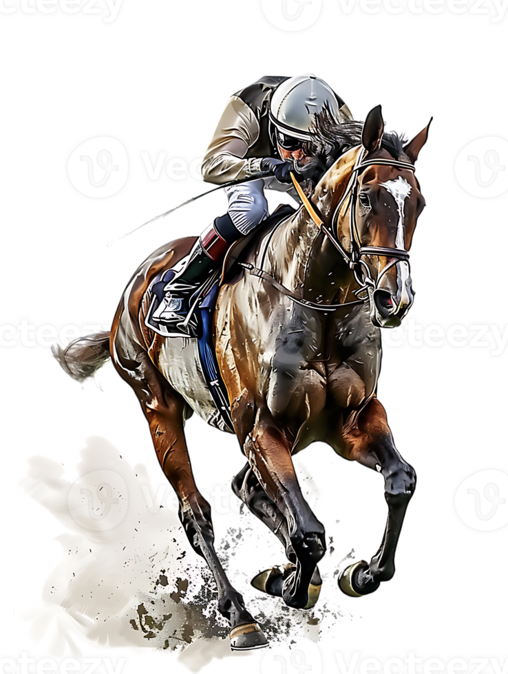 jockey with horse standing alone with a transparent background png