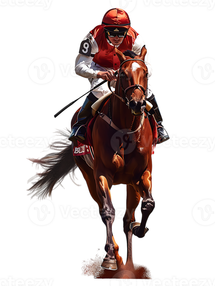 jockey with horse standing alone with a transparent background png