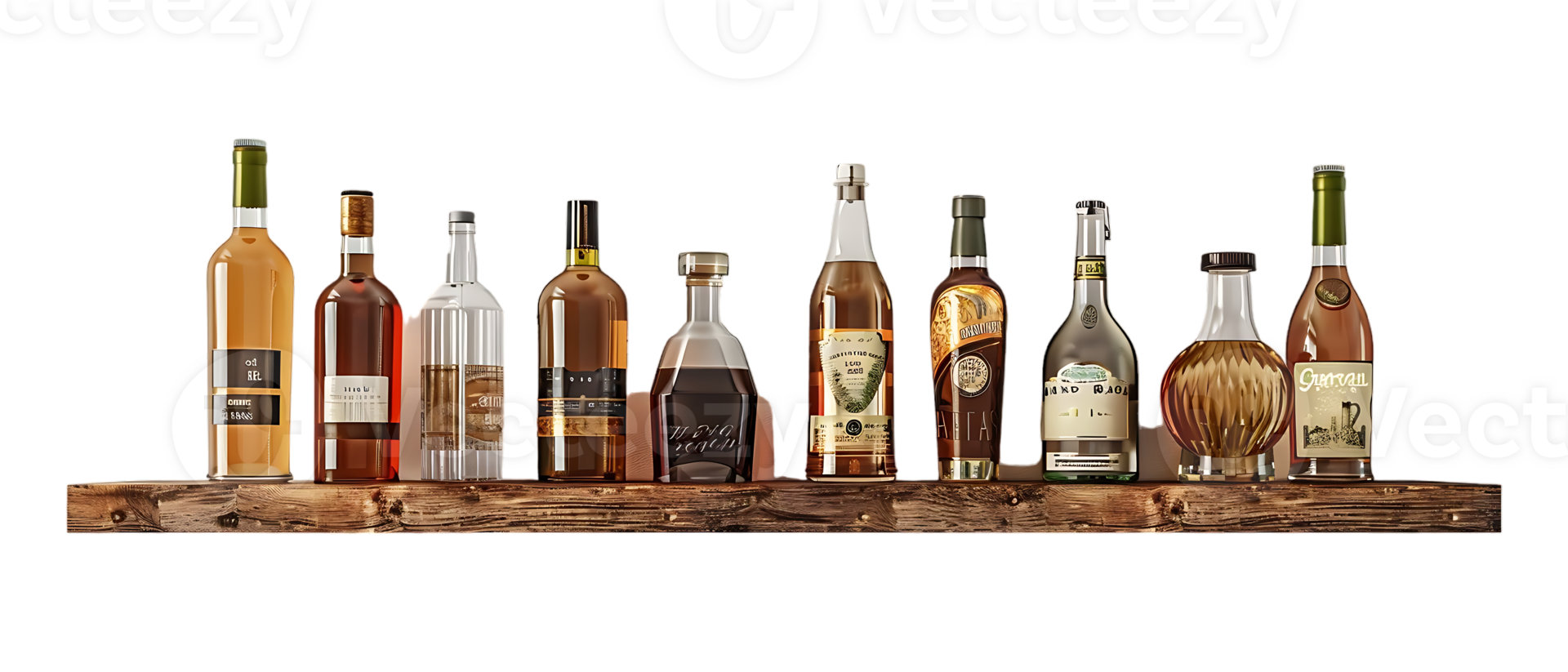 liquor shelf at the back bar, isolated against a transparent background png