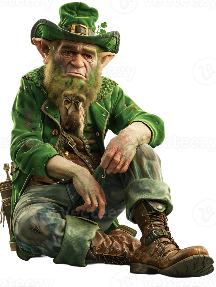 leprechaun sitting alone against a transparent background png