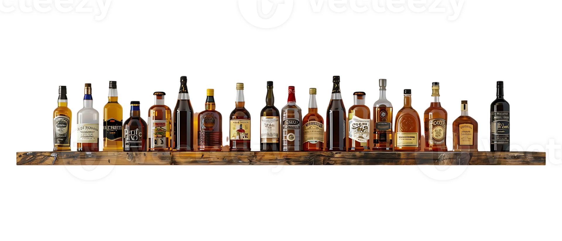 liquor shelf at the back bar, isolated against a transparent background png
