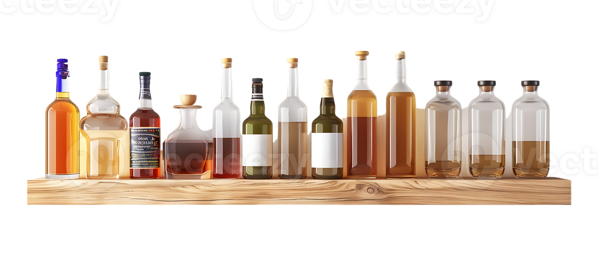 liquor shelf at the back bar, isolated against a transparent background png