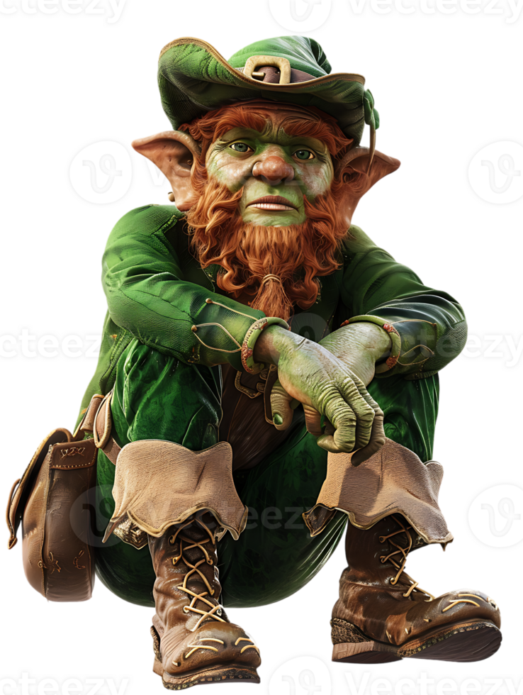leprechaun sitting alone against a transparent background png