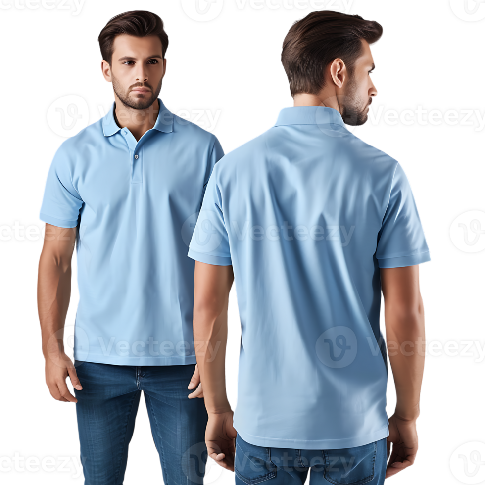 man modeling a shirt from both the front and back perspectives free mockup png