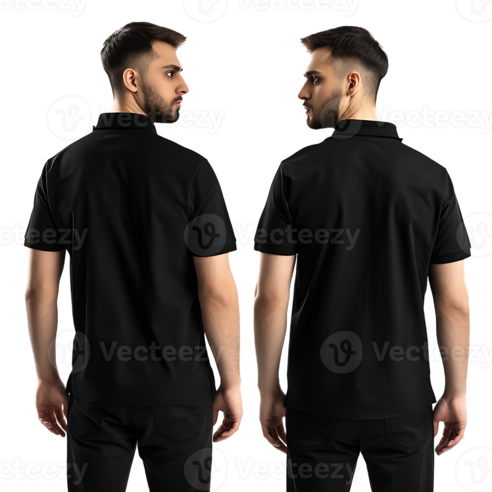 man modeling a shirt from both the front and back perspectives free mockup png