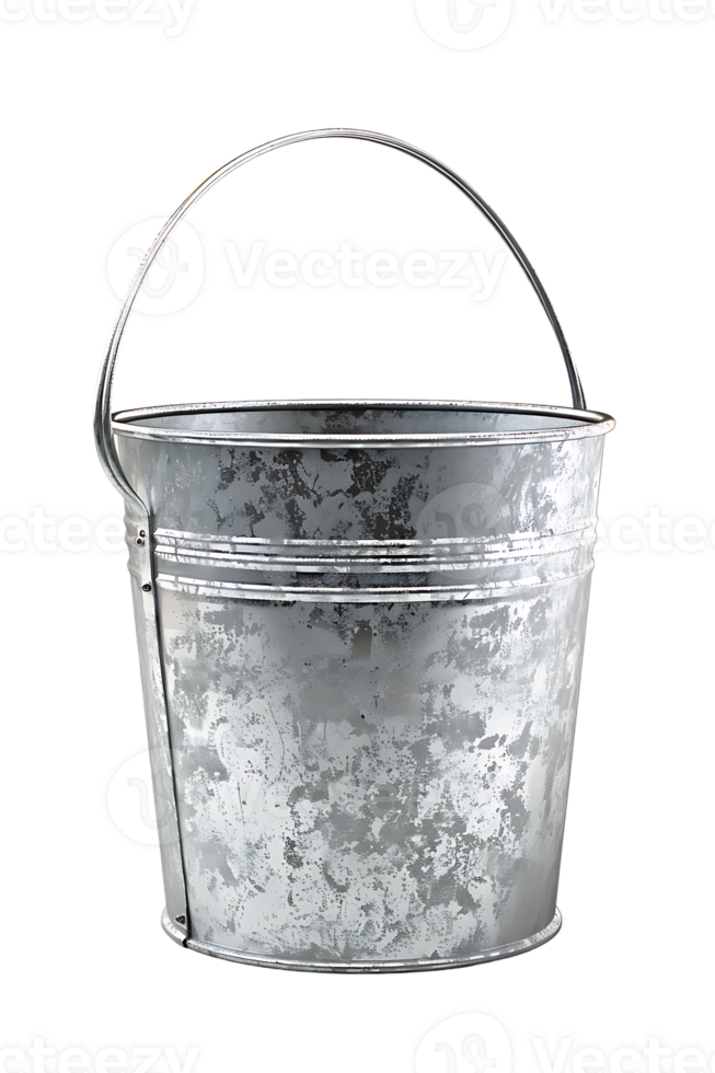 Metal bucket, isolated against a transparent background png