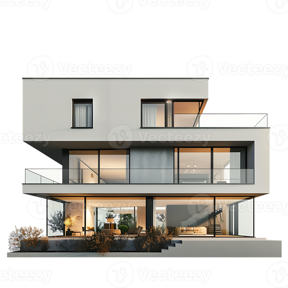 Modern house, isolated against a transparent background png