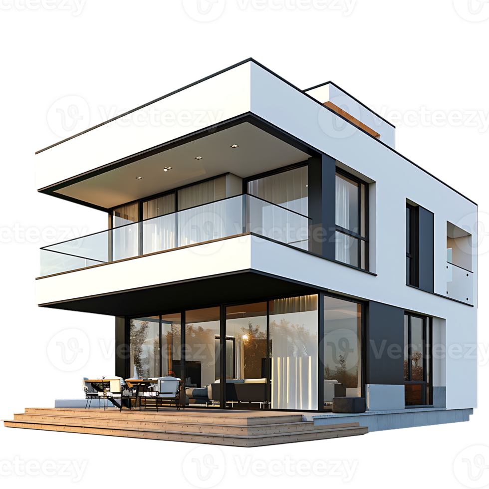 Modern house, isolated against a transparent background png