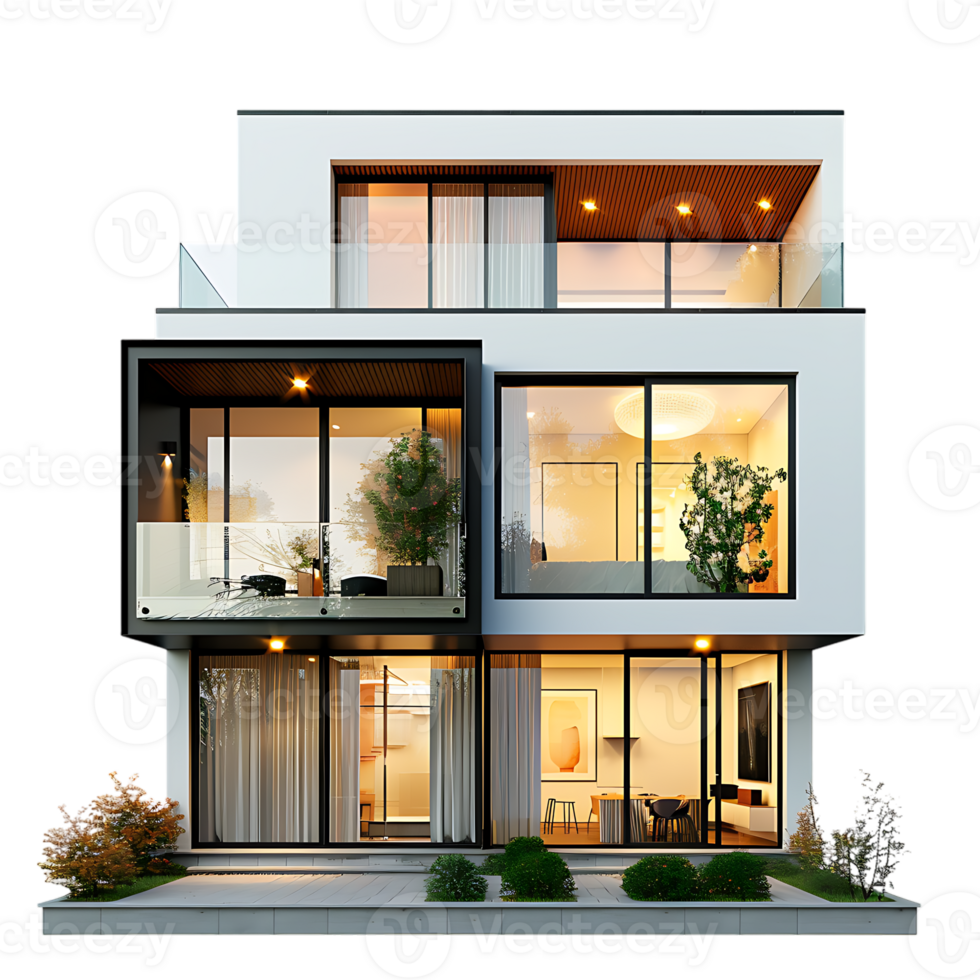 Modern house, isolated against a transparent background png
