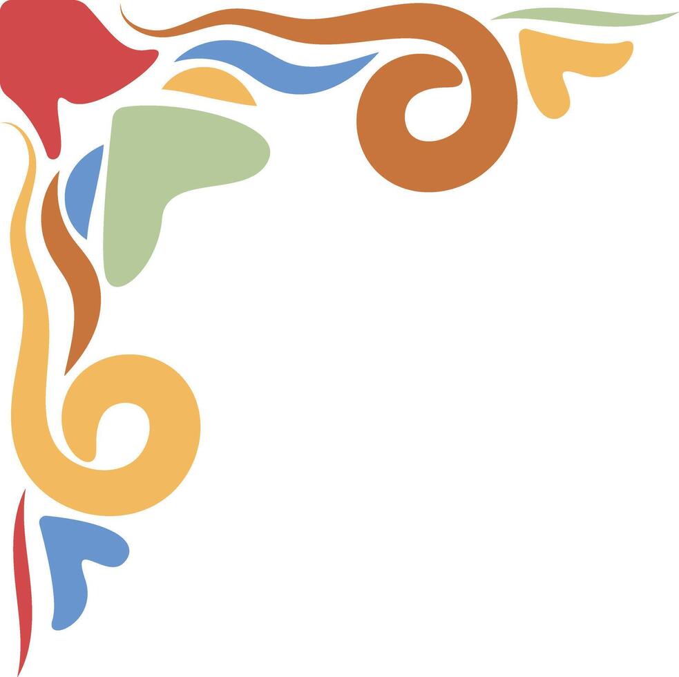 Vintage Groovy Corner Frame on White Background. vector