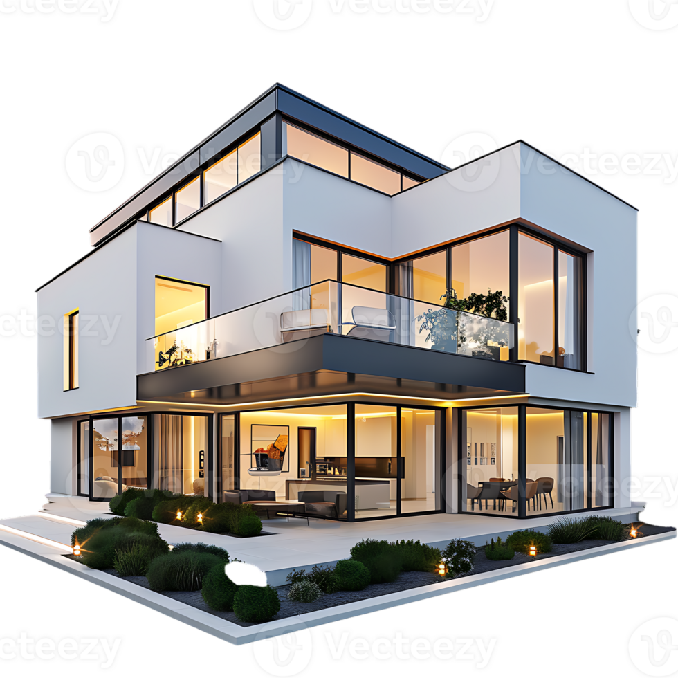 Modern house, isolated against a transparent background png