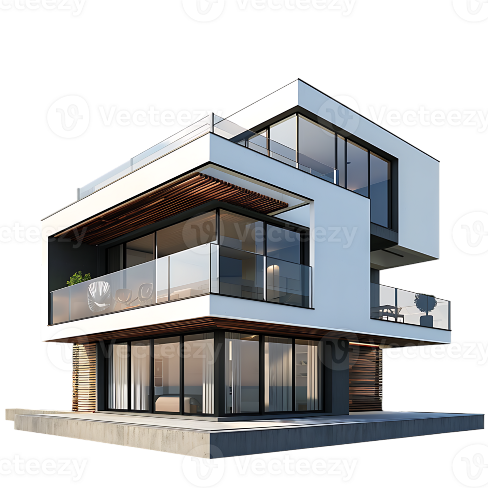Modern house, isolated against a transparent background png