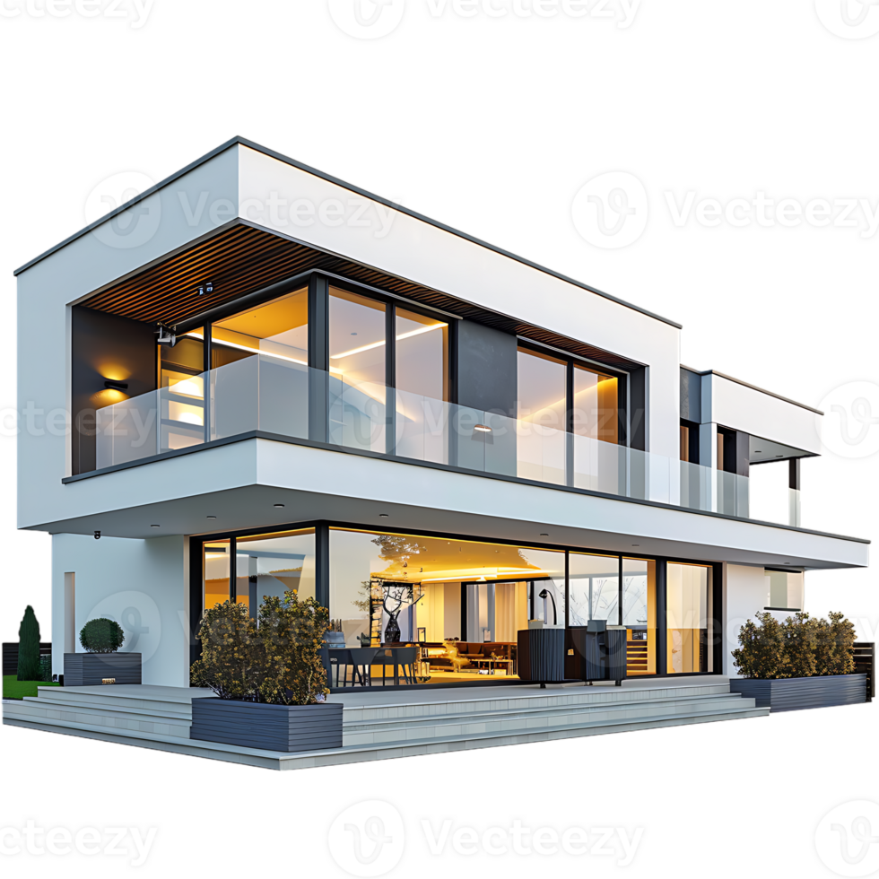 Modern house, isolated against a transparent background png