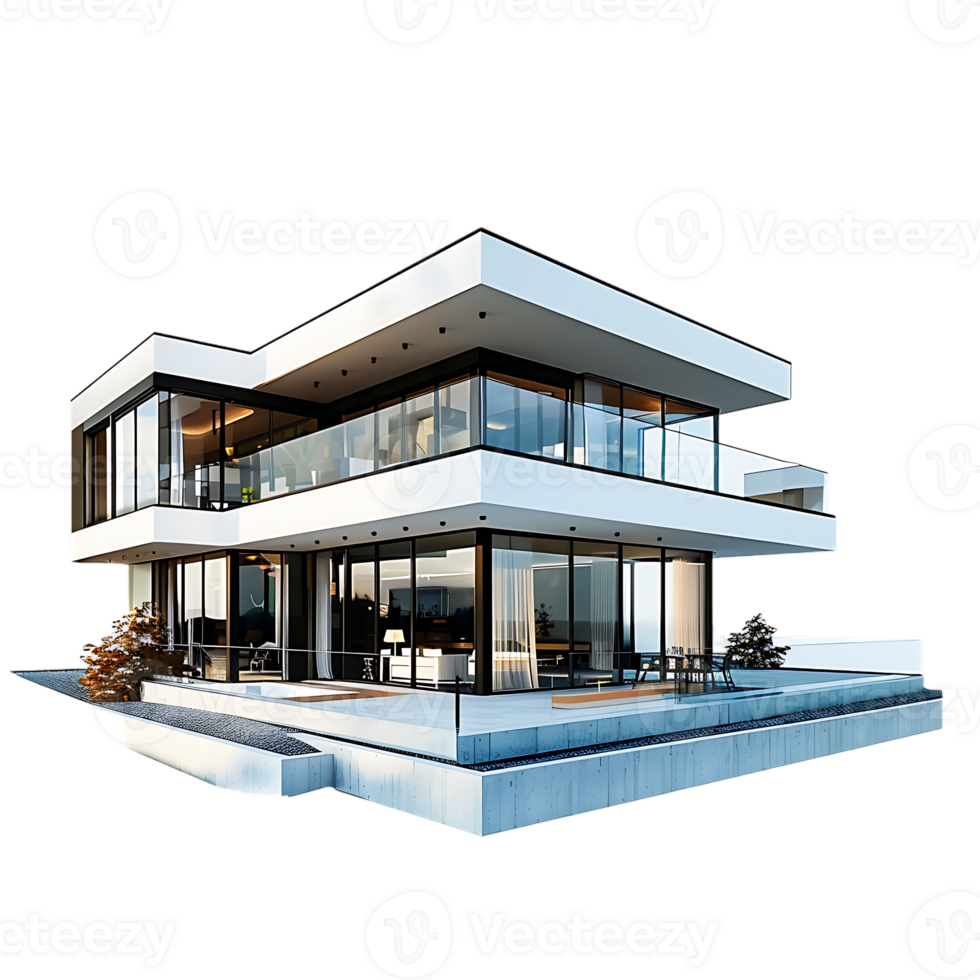 Modern house, isolated against a transparent background png