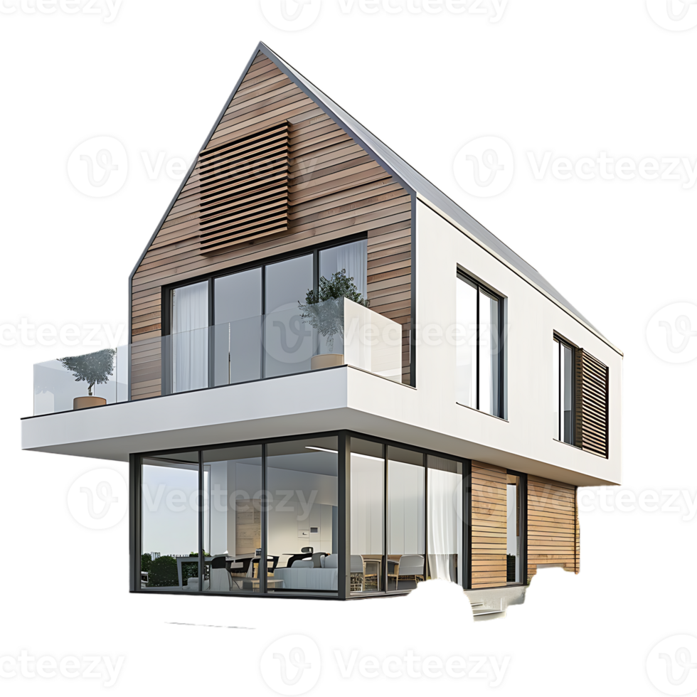 Modern house, isolated against a transparent background png