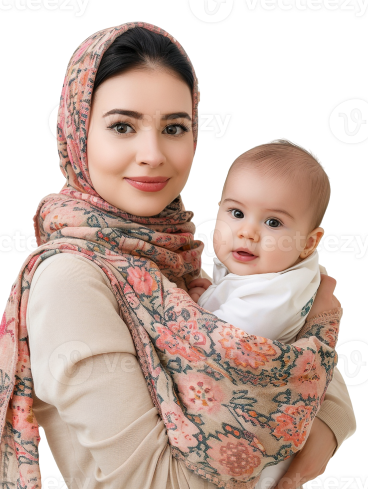 Mother carrying baby, isolated on a transparent background png