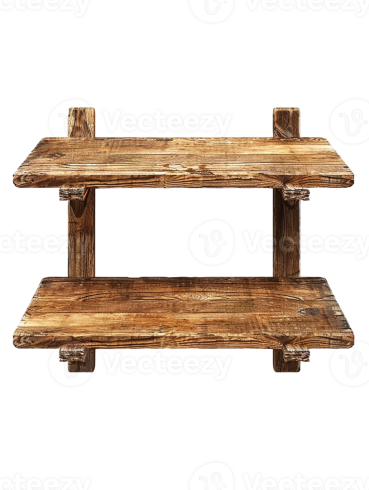 old-fashioned wooden shelf, set against a plain transparent background png