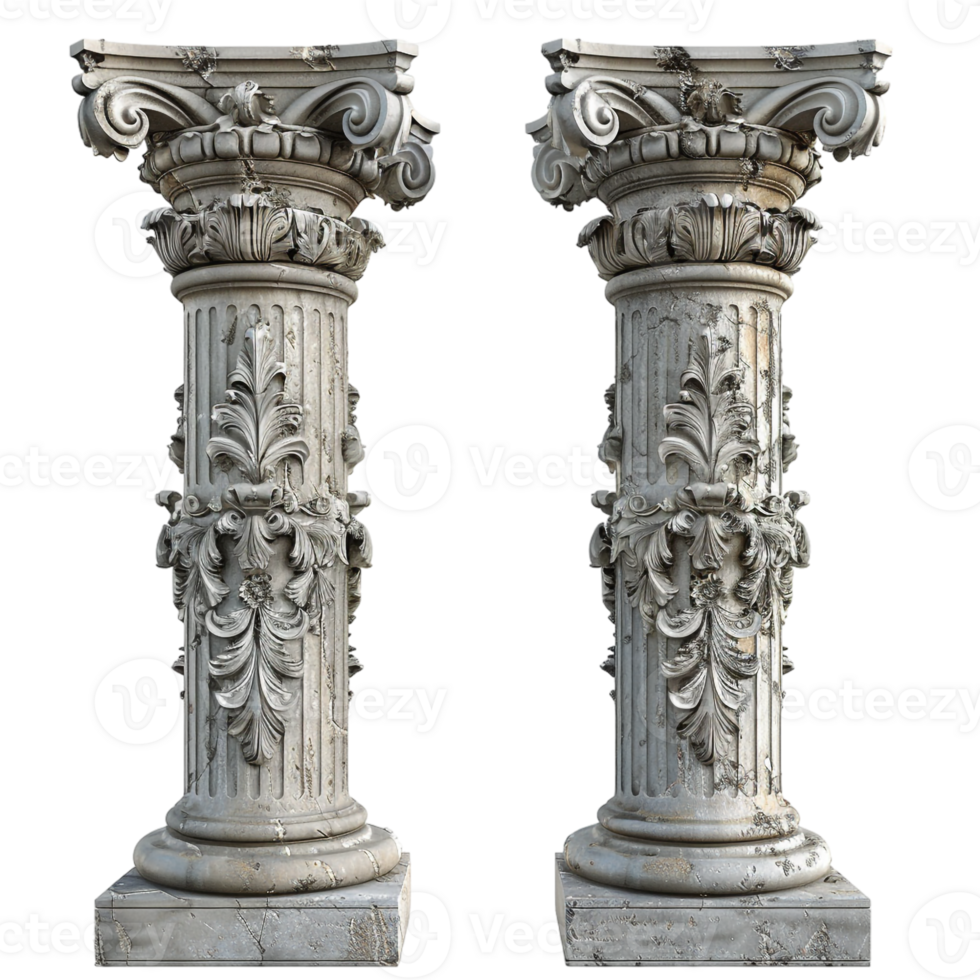 Old pillar set, isolated against a transparent background png
