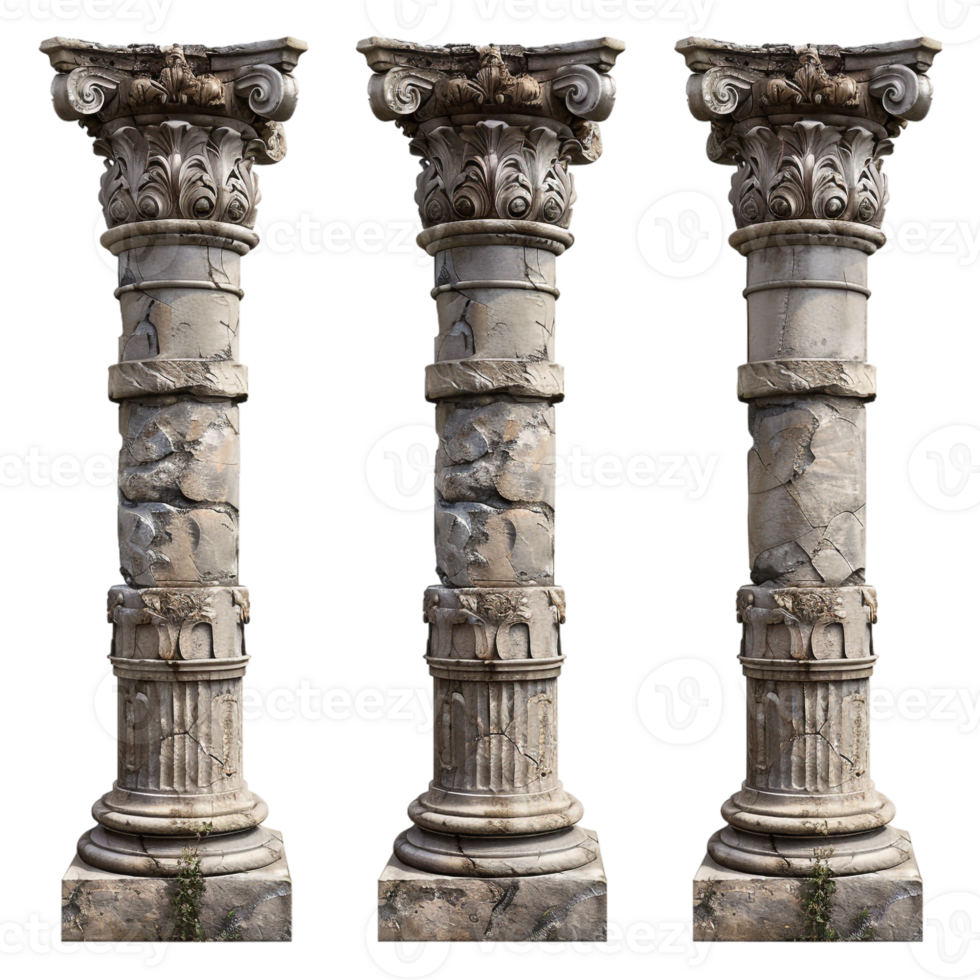 Old pillar set, isolated against a transparent background png