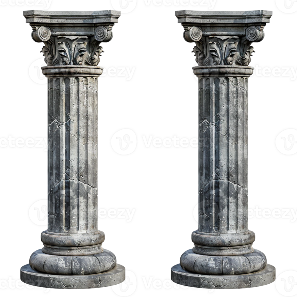 Old pillar set, isolated against a transparent background png