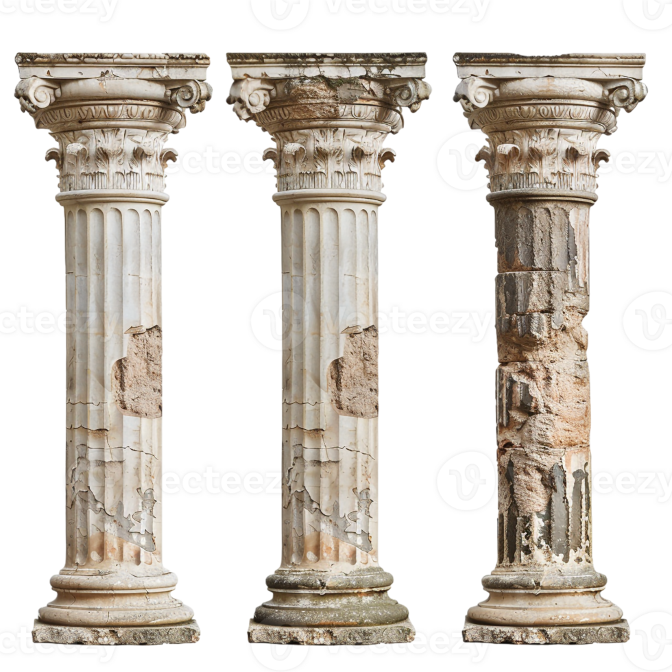 Old pillar set, isolated against a transparent background png