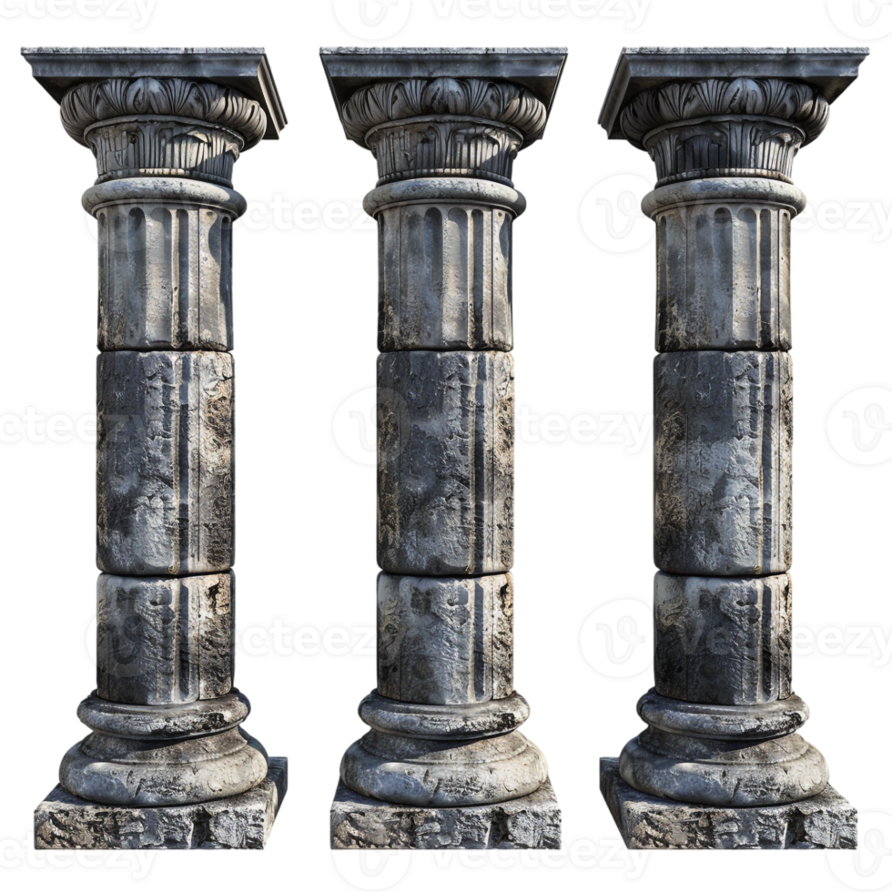 Old pillar set, isolated against a transparent background png