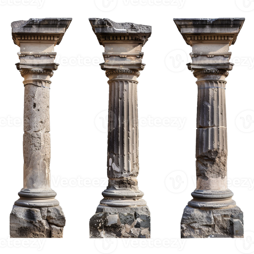 Old pillar set, isolated against a transparent background png