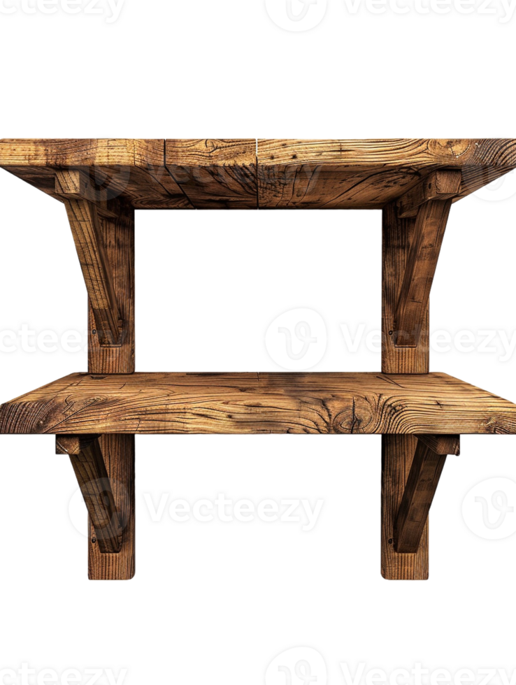 old-fashioned wooden shelf, set against a plain transparent background png