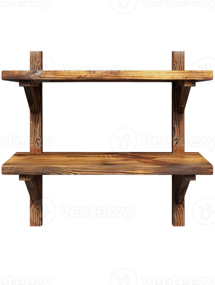 old-fashioned wooden shelf, set against a plain transparent background png