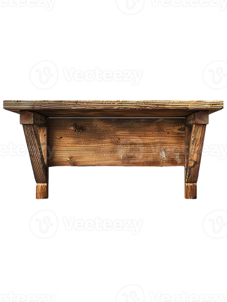 old-fashioned wooden shelf, set against a plain transparent background png
