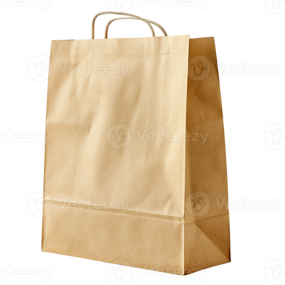 Paper bag for mockup, isolated against transparent background png